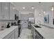 Modern kitchen with gray cabinets, stainless steel appliances and a large island at 6133 High Seas Dr, Orlando, FL 32821