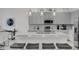Modern kitchen with gray cabinets, stainless steel appliances and an island with seating at 6133 High Seas Dr, Orlando, FL 32821