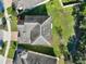 Gray house, gray roof, small yard; aerial view at 3207 Stratton Cir, Kissimmee, FL 34744