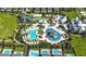 Aerial view of community pool and water park at 7457 Marker Ave, Kissimmee, FL 34747