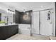 Spa-like bathroom with a soaking tub, walk-in shower, and modern vanity at 100 S Eola Dr # 1411, Orlando, FL 32801