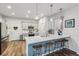 Modern kitchen with white cabinets, quartz counters, and island seating at 2920 Oak Park Way # Apt A, Orlando, FL 32822