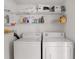 Convenient laundry room with washer, dryer, and storage shelves at 3190 Dante Dr # 304, Orlando, FL 32835