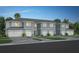 Three-unit townhome building with attached garages and neutral color scheme at 3328 Pondside Way, Sanford, FL 32773