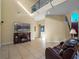 Living room with a built-in electric fireplace at 502 W Lester Rd, Apopka, FL 32712