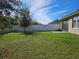 Landscaped backyard with green grass and fence at 1884 Hickory Bluff Rd, Kissimmee, FL 34744