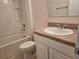 Bathroom with tub, shower, vanity, and toilet at 1884 Hickory Bluff Rd, Kissimmee, FL 34744
