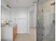 Modern bathroom with marble shower and vanity at 155 S Court Ave # 1316, Orlando, FL 32801