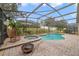 Inviting screened pool and spa with fire pit; perfect for outdoor entertaining at 339 Lake Davenport Cir, Davenport, FL 33837