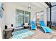 Covered patio with comfortable seating near the pool at 7212 Oakmoss Loop, Davenport, FL 33837