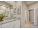 Bathroom with granite countertop and walk-in shower at 3571 Dahlia Dr, Lake Hamilton, FL 33851