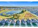 Aerial view of houses near a pond at 3290 Logan Berry Dr, Mount Dora, FL 32757