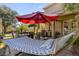 Relaxing patio with hammock and red umbrella at 30230 Tokara Ter, Mount Dora, FL 32757