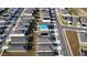 Aerial view of a residential area, featuring a house with a blue tarp at 4815 Rigging St, Haines City, FL 33844