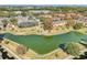 Aerial view of community pool and pond, surrounded by townhouses at 2020 Retreat View Cir, Sanford, FL 32771