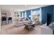 Living room with light beige couch and blue accent wall at 4807 Khloe Ct, Winter Haven, FL 33884