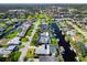 Aerial view of waterfront home community with many houses and canals at 136 Reef Rd, South Daytona, FL 32119