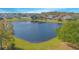 Aerial view of a tranquil pond in a residential community at 15352 Perdido Dr, Orlando, FL 32828