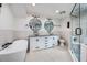 Elegant bathroom with double vanity and a large walk-in shower at 2351 Westwood Dr, Longwood, FL 32779