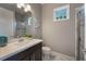 Clean bathroom featuring a shower and updated vanity at 3867 Grassland Loop, Lake Mary, FL 32746