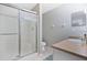 Clean bathroom with shower/tub combo and vanity at 1304 Zureiq Ct, Clermont, FL 34714