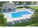 Community pool with lounge chairs and a covered patio area at 1792 Aurora Oak Ln, Sanford, FL 32771