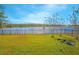 Lush, green fenced backyard with a tranquil lake view at 840 Livestock Loop, St Cloud, FL 34771