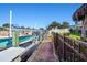 Private boat dock with lift and walkway access at 146 Reef Rd, South Daytona, FL 32119