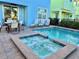 Private pool and hot tub with ample seating for relaxation at 8035 Surf St, Kissimmee, FL 34747