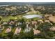 An aerial view of a neighborhood with a golf course, showcasing the community layout at 25510 High Hampton Cir, Sorrento, FL 32776