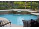 Tranquil backyard pool with a waterfall feature, spa, and lush landscaping at 25510 High Hampton Cir, Sorrento, FL 32776