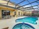 Screened pool and spa with adjacent patio and seating at 5303 Wildwood Way, Davenport, FL 33837