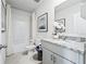 Clean bathroom with granite vanity, shower/tub combo and updated fixtures at 2729 Golden Trout Ln, Edgewater, FL 32141