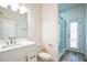 Bathroom with walk-in shower, toilet and white vanity at 459 Lanarkshire Pl, Apopka, FL 32712