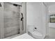 Clean bathroom with walk-in shower and black accents at 1915 Weber St, Orlando, FL 32803