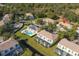 Aerial view showing home's location in community with pool and playground at 17417 Placidity Ave, Clermont, FL 34714
