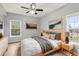Virtually staged bedroom with comfortable bed, natural light, and artwork at 3725 Conroy Rd # 2131, Orlando, FL 32839
