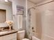Bathroom with bathtub, shower, and patterned curtain at 6102 Galloping Dr, Apopka, FL 32712