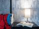 bedroom with city skyline wallpaper and Spiderman pillow at 8933 Amelia Downs Trl, Kissimmee, FL 34747