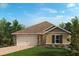 Charming single-story home with a stone and stucco facade, landscaped yard, and attached garage at 159 Cypress Knees Dr, Lake Wales, FL 33859
