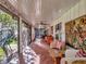 Spacious enclosed patio with seating area, artwork, and views of the backyard at 6320 Rocky Point Rd, Lake Wales, FL 33898