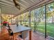 Enclosed patio with a dining table, chairs, and serene backyard views at 6320 Rocky Point Rd, Lake Wales, FL 33898