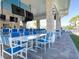 Covered patio with tables and TVs overlooking the pool at 1671 Kona Ln, Davenport, FL 33897