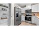 Modern kitchen features stainless steel appliances and white cabinetry at 1210 Balsam Dr, Davenport, FL 33837