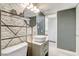 Modern bathroom with floating vanity and walk-in shower at 2803 Sanka Dr, Orlando, FL 32826