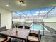 Screened pool and patio with dining table and chairs at 4190 Lana Ave, Davenport, FL 33897