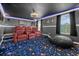 Dedicated home theater with comfortable seating, unique decor, and ambient lighting at 1528 Mulligan Blvd, Davenport, FL 33896