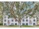 View of a row of townhouses with white exteriors, black shutters, and red tiled roofs at 234 N Glenwood Ave # 4, Orlando, FL 32803