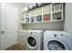 Organized laundry room with ample storage space and modern washer and dryer units at 7999 Chilton Dr, Orlando, FL 32836