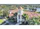 Close-up of the community center's clock tower with holiday decorations at 11840 Eagle Ray Lane, Orlando, FL 32827